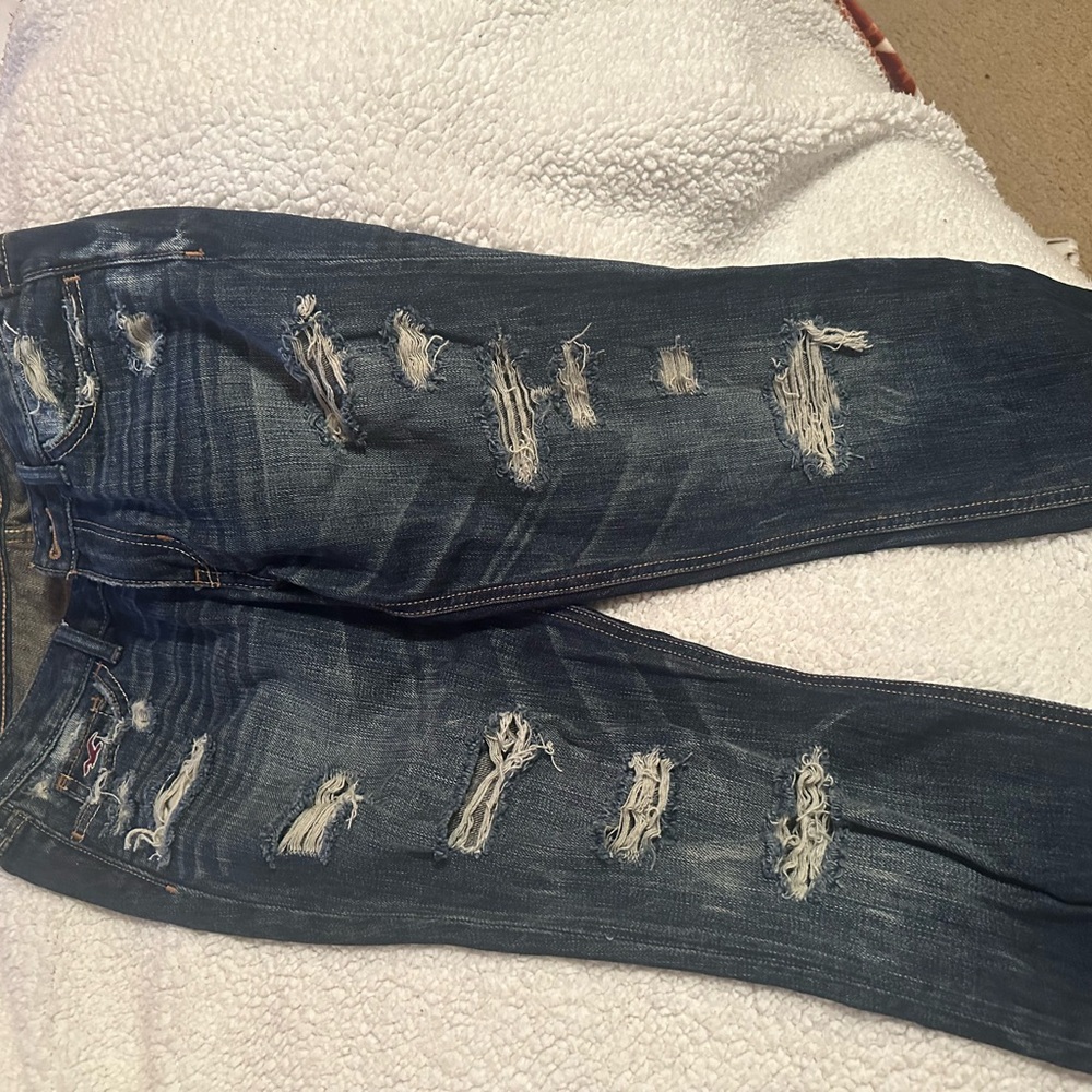 Hollister Dark Blue Distressed Skinny Jeans